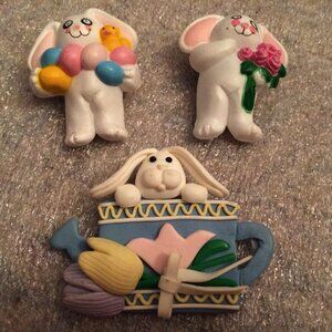 EASTER - 1980s CLAY ART Bunnykins Pins (set of 3)